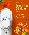 Febreze Plug In Air Freshener Odor-Fighting Scented Oil Refill Air Fresheners For Home And Bathroom And Kitchen Long Lasting For Strong Odors Crisp Fall Breeze Scent 0.87Oz Refills 2 Count