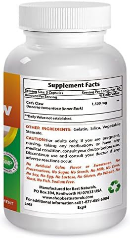 Best Naturals Cat'S Claw Capsule 500 Mg 240 Count