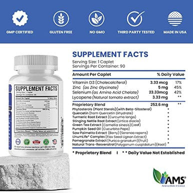 America Medic & Science Advanced Prosta-Forte (90 Caplets) Prostate Supplement For Men Dietary Pills With Saw Palmetto Extract, Vitamin D3, Zinc, And Pumpkin Seed Oil For Enhanced Prostate Health