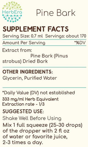 Pine Bark B120 Alcohol-Free Herbal Extract Tincture, Concentrated Liquid Drops Natural Pine Bark (Proanthocyanidin) Dried Bark 4 fl oz