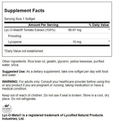 Swanson Lyc-O-Mato Lycopene 10 Milligrams 60 Sgels
