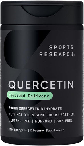 Sports Research Quercetin With Coconut Mct Oil & Sunflower Lecithin For Better Absorption - Supports Antioxidant Activity & Immune Health Gluten & Non-Gmo Verified - 120 Liquid Softgels