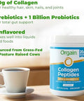 Orgain Hydrolyzed Collagen Peptides + Prebiotic & Probiotics Powder For Women & Men 20G Grass Fed Collagen 1 Billion Cfu Supports Digestive Hair Skin & Joint Health Nongmo Type I & Iii 1Lb