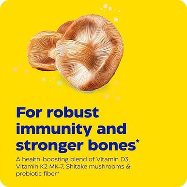 Enzymedica Organic Vitamin D3+K2 5000 Iu Vit D3 & 90 Mcg Vit K2 Mk7 With Shitake Mushrooms & Prebiotic Fiber Vegan 60 Count