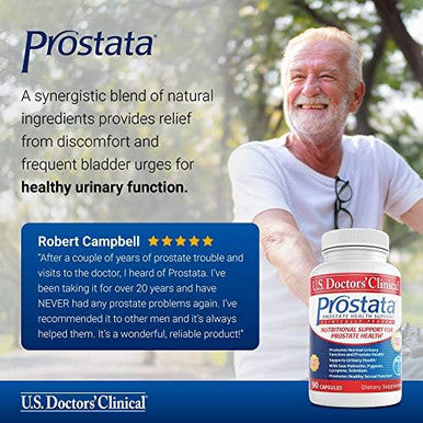U.S. Doctors' Clinical Prostata Prostate Supplement For Men - Healthy Urinary Tract, Bladder Function, Bph Symptoms With Saw Palmetto, Vitamin E & A, Pumpkin Seed - 60 Capsules - 20-Day Supply