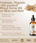 Bella Terra Oils - Organic Wheat Germ Oil 4Oz - A Symphony Of Vitamin E & C Pure Essence Of Face Oil Dive Into Natural Glow & Suppleness