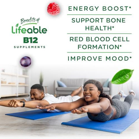 Lifeable Vitamin B12 Gummies For Adults 1000 Mcg Great Tasting B12 Vitamins Nongmo Vegan B12 For Energy And Metabolism Support 90 Gummies