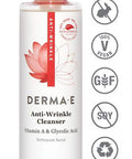 DERMA E Anti-Wrinkle Cleanser Anti-Aging Face Wash with Glycolic Acid and Vitamin A Gentle Cleansing and Exfoliating Facial Wash Removes Makeup, Oil and Impurities, 6 oz