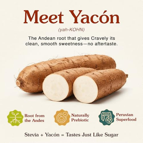 Cravely Stevia con Yacon Root Powder | Prebiotic Sweetener | 266 Servings