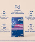 Mommys Bliss Baby Multivitamin + Iron Daily Essential Vitamins for Immune Support Healthy Growth and Bone Development Age 2 Months+ 30 ml Liquid