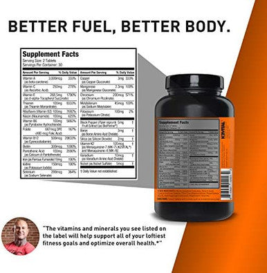 Vita Jym Sports Multivitamin & Mineral Support, Vitamin A, C, B6, B12, E, K, Boron, Biotin, Potassium Jym Supplement Science 60 Tablets