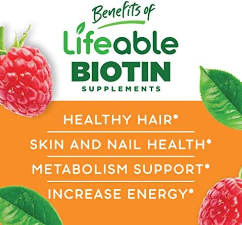 Lifeable Biotin Kids + Calcium with Vitamin D Kids Gummies Bundle Great Tasting Vitamin Supplement Gluten Free GMO Free Chewable Gummy