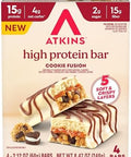 Atkins High Protein Bars Cookie Fusion Flavor 15G Of Protein 4G Net Carbs Keto Protein Bars Low Sugar 4 Count