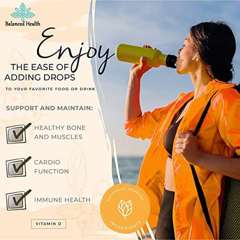 Balance Health D3 2000 IU 2 Fl Oz 120 Doses Blueberry Flavor Liquid Vitamin D Drops w MCT Oil for Faster Absorption Non GMO Vegetarian Safe