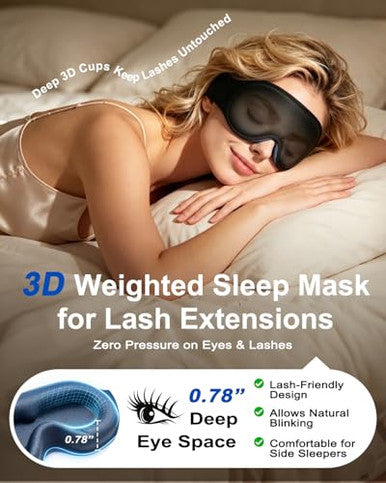Focbeo Weighted Eye Mask For Sleeping - 100% Blackout Sleep Mask For Women & Men 3D Contoured Eye Mask For Lash Extensions Zero Eye Pressure Memory Foam Adjustable Strap For Airplane Travel & Meditation