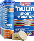 Nuun Sport Electrolyte Tablets - Dissolvable In Water, Variety Pack, 5 Essential Electrolytes For Hydration, 1G Sugar Drink Mix, Vegan, Non-Gmo, 6 Pack (60 Total Servings)