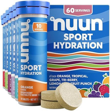 Nuun Sport Electrolyte Tablets - Dissolvable In Water, Variety Pack, 5 Essential Electrolytes For Hydration, 1G Sugar Drink Mix, Vegan, Non-Gmo, 6 Pack (60 Total Servings)
