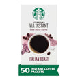 Starbucks VIA Instant Coffee, Dark Roast Coffee, Italian Roast, 100% Arabica, Single-Serve, 1 Box (50 Packets)