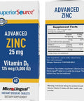 Superior Source Advanced Zinc, With Zinc (25 Mg) And D3 (5,000 Iu), Quick Dissolve Microlingual Tablets, 60 Ct, Promotes A Healthy Immune System, Non-Gmo