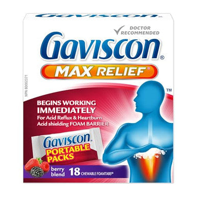 Gaviscon Max Berry- Long-Lasting Acid Reflux And Heartburn Relief 18 Count