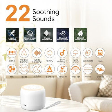 Splenpaw Portable & Mini Rechargeable White Noise Machine With 22 Soothing Sounds 3 Timer Options Memory Function For Baby Kids Adults Use For Travel Camping Home Nursery & Office
