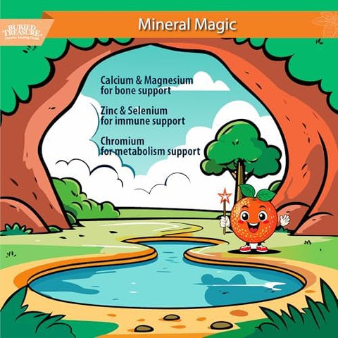 Buried Treasure Children's Daily Liquid Multivitamin 16 oz 16 servings Orange Mango Flavor Supports Kids with Essential Nutrients and Minerals
