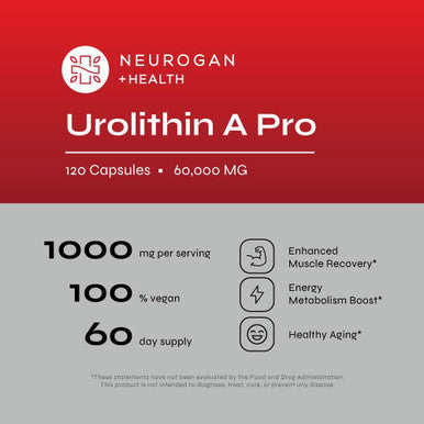 Neurogan Enhanced Strength Urolithin A Pro Capsules - 1000Mg, 120 Count - Advanced Cellular Health & Vitality - 60,000Mg Ultra Micronized - Lab Verified, Made In Usa
