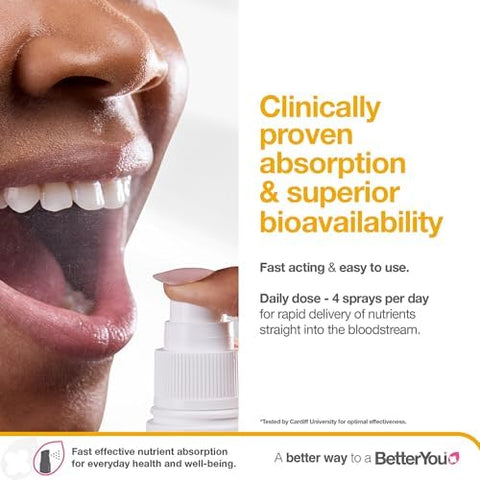 Betteryou Boost Vitamin B12 Oral Spray Natural Liquid Supplement Vitamin Spray For Daily B12 Intake Green Tea And Chromium 0.85 Oz
