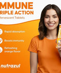 Nutrazul Immune Triple Action Effervescent Tablets With Vitamin C 1000Mg Vitamin D Zinc Support Daily Routine Vegan Gluten Sugar Lactose Orange Flavor 20 Tablets (Pack Of 5X20)