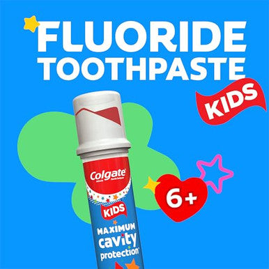 Colgate Kids Toothpaste Pump With Fluoride For Cavity Protection Ages 6 Ada Accepted Bubble Fruit 4.4 Ounce 6 Pack