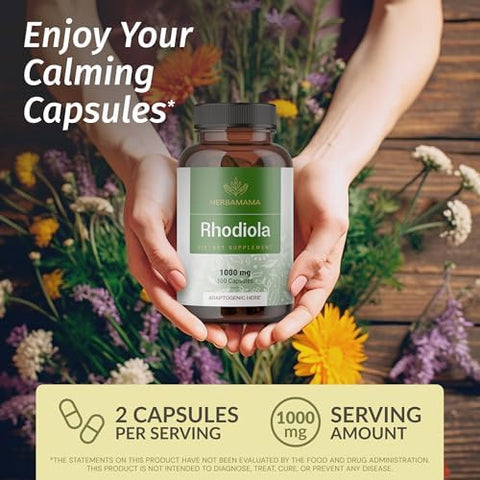 Herbamama Rhodiola Rosea And Ashwagandha Kit - Bundle Of 1000 Mg Rhodiola Rosea Capsules &1500 Mg Ashwagandha Root Capsules - Vegan Non-Gmo Gelatin- - 2 Pack