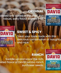 DAVIDs Sunflower Seeds, Assorted Flavors, Variety Pack 5.25 Oz Bags, 9 Count
