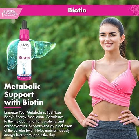 Buried Treasure Biotin Drops 120 Servings 2 oz Supports Hair Skin and Nails