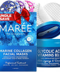 Maree Bundle Sheet Moisturizing Masks & Glycolic Acid Peel Pads Collagen & Hyaluronic Acid Salicylic Acid & Vitamins E B3 B5 Hydrating Skin Care Mask & Face Pads With Deep Cleaning Effect