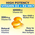 Vitamin D3 K2 Supplement 10000 IU 90 Softgels and Magnesium Glycinate 420mg with Vitamin D3 and B6 240 Capsules