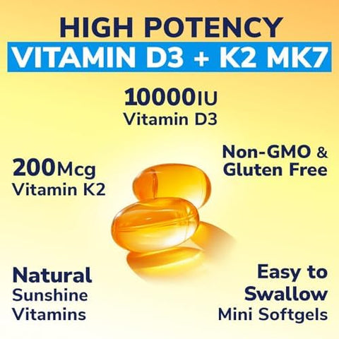 Vitamin D3 K2 10000 IU D3 and Akkermansia Muciniphila Probiotic 1 Billion TFU