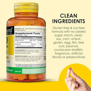 Mason Natural Vitamin B12 250 Mcg With Calcium Healthy Conversion Of Food Into Energy Supports Nerve Function And Health 100 Tablets