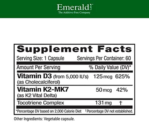 EMERALD LABS Vitamin D3+K2 (60 Caps) and Zinc 25mg (90 Caps) Bone Health Heart Support Immune Support Digestive Health Oxidative Stress Support GlutenFree