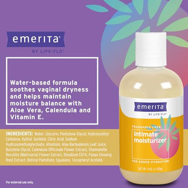 Emerita Personal Moisturizer Intimate Skin Care For Vaginal Dryness Water Based With Calendula & Vitamin E Estrogen & Paraben 4 Fl Oz