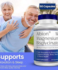 MilaMiAmor Albion Magnesium Bisglycinate Highly Absorbable Chelated Magnesium for Muscle Nerve Relaxation and Sleep Support Gentle on Stomach Vegan 200mg per Serving 60 Capsules