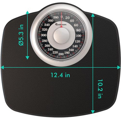 Adamson A25 Scales For Body Weight - Up To 400 Lb - New Version - 5.3 Dial On 12.4 X 10.2 Platform - Anti-Skid Rubber Surface - High Precision Bathroom Scale Analog - Durable With 20-Year Assurance