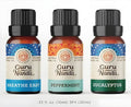 Gurunanda Breathe Essential Oil Set 3-Pack Aromatherapy Oils For Diffusers Massages & Diy Recipes Peppermint Eucalyptus & Breath Easy 100 Pure Natural & Undiluted (3 X 0.34 Fl Oz)
