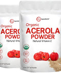 Micro Ingredients 2 Pack Of Pure Usda Organic Acerola Cherry Powder Natural And Organic Vitamin C For Immune System 8 Ounce No Gmo No Gluten Brazil Origin