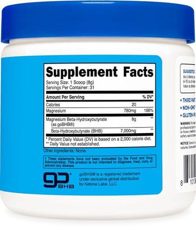 Nutricost Magnesium Bhb Salts (250 Grams Unflavored) Exogenous Ketone Supplement 6.5G Betahydroxybutyrate Per Serving