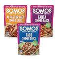 SOMOS Variety Simmer Sauce - 1 Taco Pouch + 1 Pastor Pouch + 1 Fajita Pouchs - Gluten Free - Plant Based - Non-GMO - All Natural - Perfect for Steak, Chicken, & More - 8oz (3 Pack)