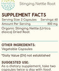 HerbEra Stinging Nettle Root 120 Capsules, 400 mg, Stinging Nettle (Urtica Dioica) Dried Root (120 Capsules)