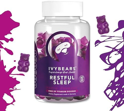 IvyBears Vibrant Skin and Restful Sleep Gummies Hyaluronic Acid Collagen Melatonin LTheanine and Lemon Balm Vegan Beauty and Sleep Support 2Pack Bundle