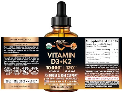 Nutraharmony Organic Vitamin B12 & Organic Vitamin D3 K2 Drops