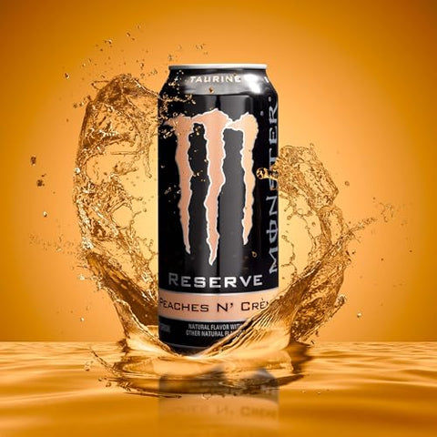 Monster Reserve Peaches N' Cream Energy Drink, 16 fl oz, Pack of 24 Cans