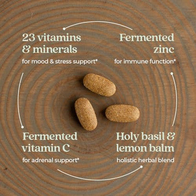 Chapter Perfect Calm - Daily Multivitamin For Stress & Mood Support With B Vitamins + Holy Basil + Lemon Balm + Organic Non-Gmo Ingredients - 144 Count